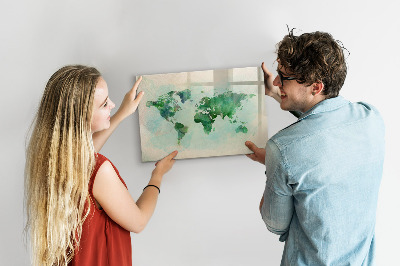 Beschreibbare magnettafel Aquarell-Weltkarte