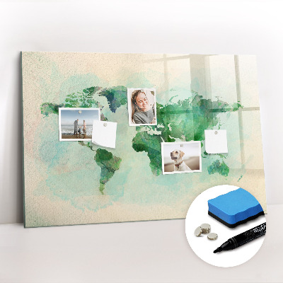 Beschreibbare magnettafel Aquarell-Weltkarte