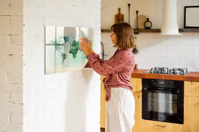 Beschreibbare magnettafel Aquarell-Weltkarte