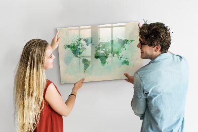 Beschreibbare magnettafel Aquarell-Weltkarte