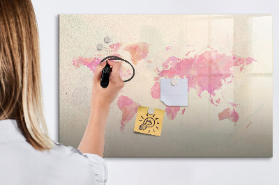 Beschreibbare magnettafel küche Aquarell-Weltkarte
