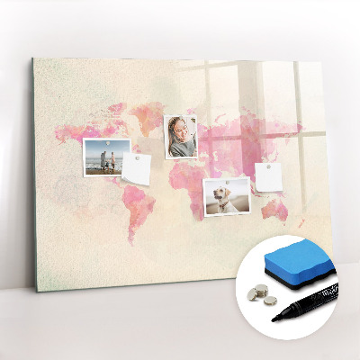 Beschreibbare magnettafel küche Aquarell-Weltkarte