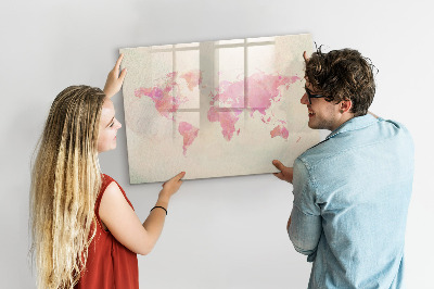 Beschreibbare magnettafel küche Aquarell-Weltkarte