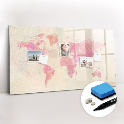 Beschreibbare magnettafel küche Aquarell-Weltkarte