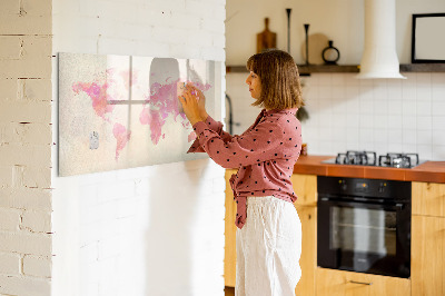 Beschreibbare magnettafel küche Aquarell-Weltkarte