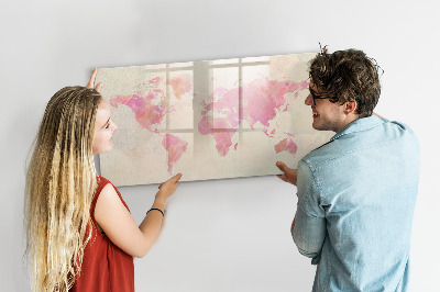 Beschreibbare magnettafel küche Aquarell-Weltkarte