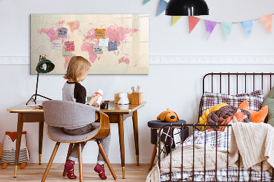 Beschreibbare magnettafel küche Aquarell-Weltkarte