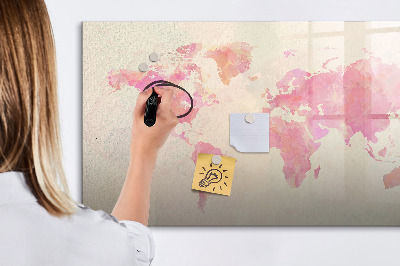 Beschreibbare magnettafel küche Aquarell-Weltkarte