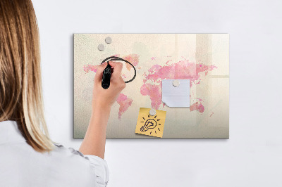 Beschreibbare magnettafel küche Aquarell-Weltkarte