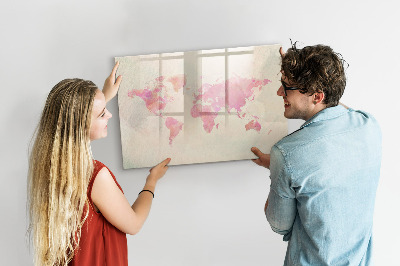 Beschreibbare magnettafel küche Aquarell-Weltkarte