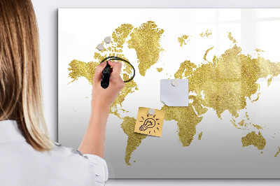 Beschreibbare magnettafel Goldene Weltkarte