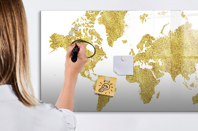 Beschreibbare magnettafel Goldene Weltkarte