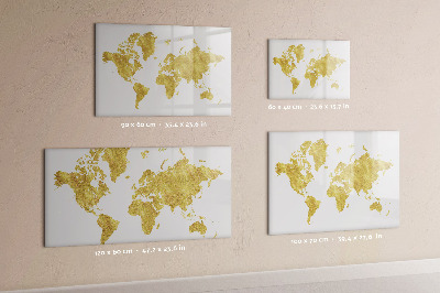 Beschreibbare magnettafel Goldene Weltkarte
