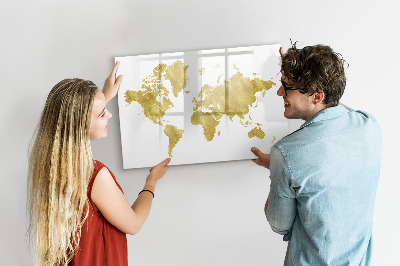 Beschreibbare magnettafel Goldene Weltkarte