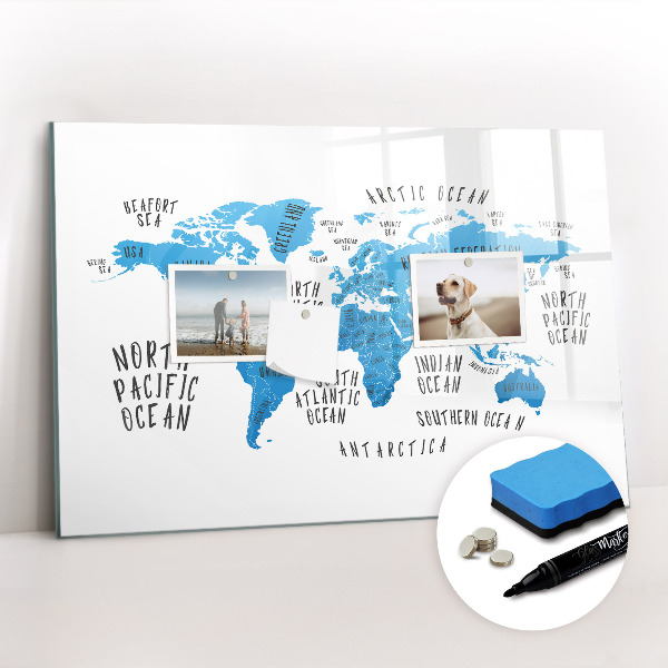Beschreibbare magnettafel küche Blaue Erdkarte