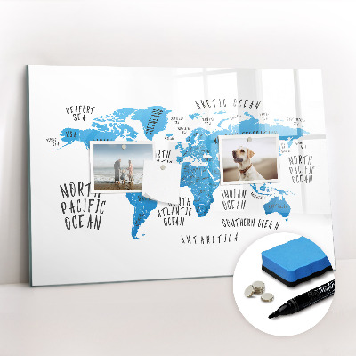 Beschreibbare magnettafel küche Blaue Erdkarte