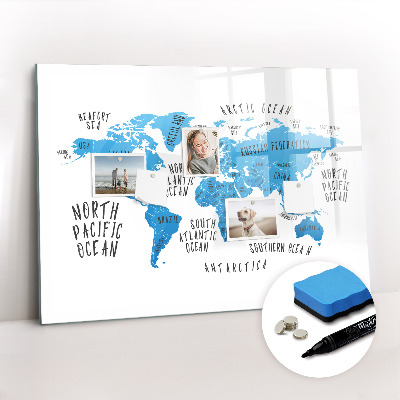 Beschreibbare magnettafel küche Blaue Erdkarte