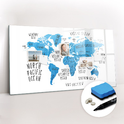 Beschreibbare magnettafel küche Blaue Erdkarte