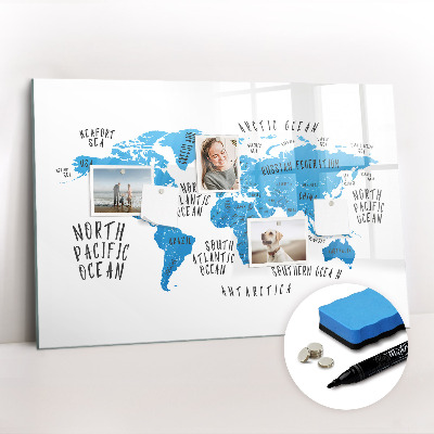Beschreibbare magnettafel küche Blaue Erdkarte