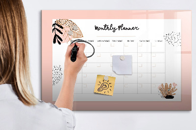 Beschreibbare magnettafel küche Monatsplaner mit Blumen