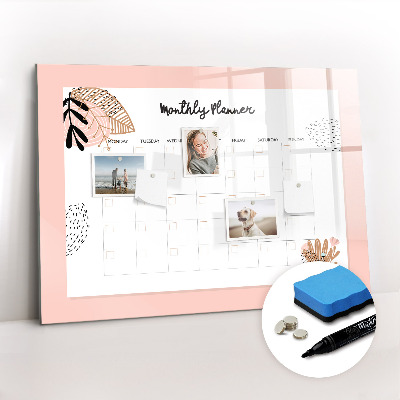 Beschreibbare magnettafel küche Monatsplaner mit Blumen