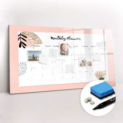 Beschreibbare magnettafel küche Monatsplaner mit Blumen