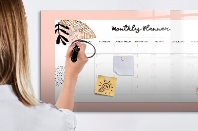 Beschreibbare magnettafel küche Monatsplaner mit Blumen