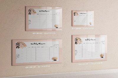 Beschreibbare magnettafel küche Monatsplaner mit Blumen