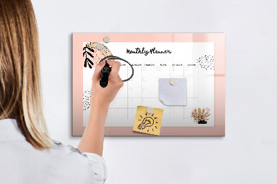 Beschreibbare magnettafel küche Monatsplaner mit Blumen