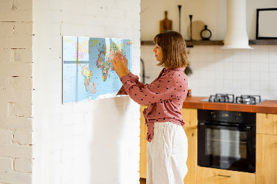Beschreibbare magnettafel Politische Weltkarte