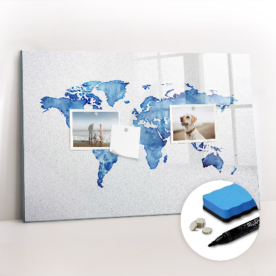 Beschreibbare magnettafel küche Aquarell-Weltkarte