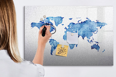 Beschreibbare magnettafel küche Aquarell-Weltkarte