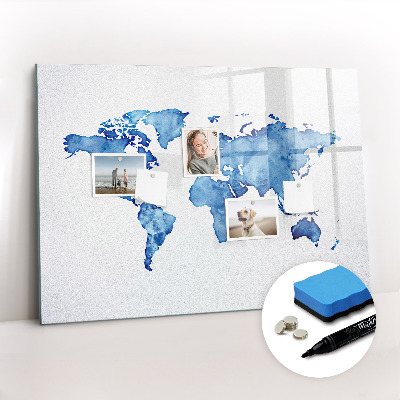 Beschreibbare magnettafel küche Aquarell-Weltkarte