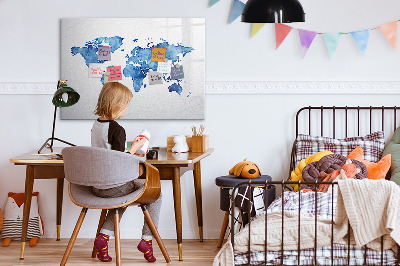 Beschreibbare magnettafel küche Aquarell-Weltkarte