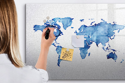 Beschreibbare magnettafel küche Aquarell-Weltkarte