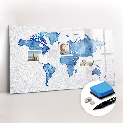 Beschreibbare magnettafel küche Aquarell-Weltkarte