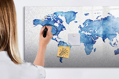 Beschreibbare magnettafel küche Aquarell-Weltkarte