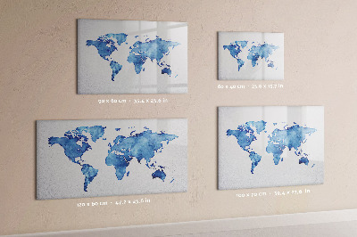 Beschreibbare magnettafel küche Aquarell-Weltkarte