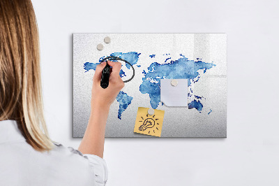 Beschreibbare magnettafel küche Aquarell-Weltkarte