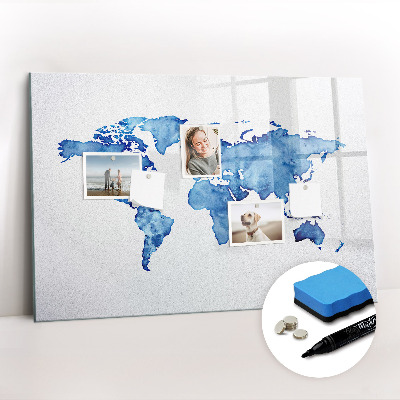 Beschreibbare magnettafel küche Aquarell-Weltkarte