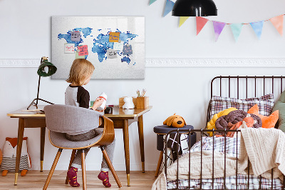 Beschreibbare magnettafel küche Aquarell-Weltkarte