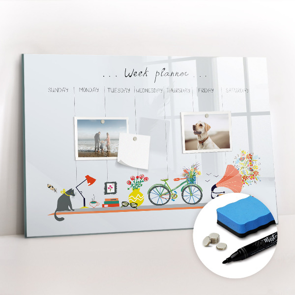 Beschreibbare magnettafel Wochenplaner