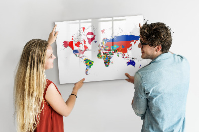 Beschreibbare magnettafel Karte der Nationalflaggen