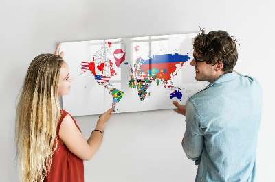 Beschreibbare magnettafel Karte der Nationalflaggen