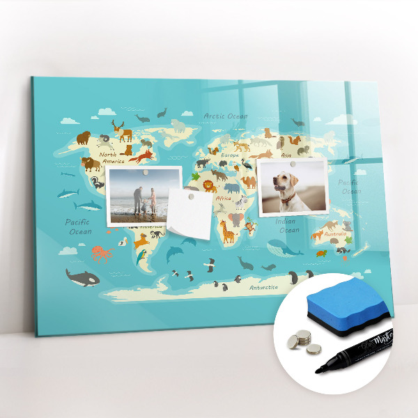 Beschreibbare magnettafel Karte der Tierwelt