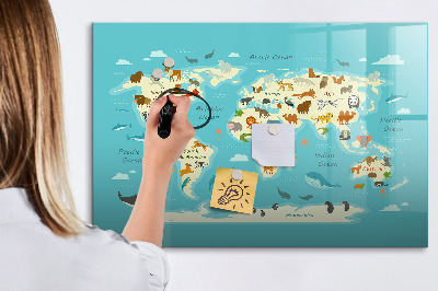 Beschreibbare magnettafel Karte der Tierwelt