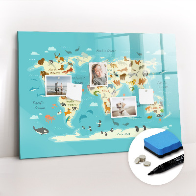 Beschreibbare magnettafel Karte der Tierwelt