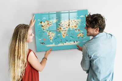 Beschreibbare magnettafel Karte der Tierwelt