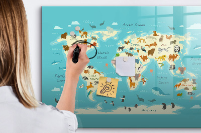 Beschreibbare magnettafel Karte der Tierwelt