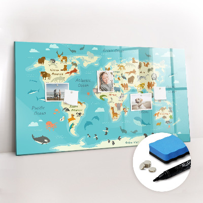 Beschreibbare magnettafel Karte der Tierwelt